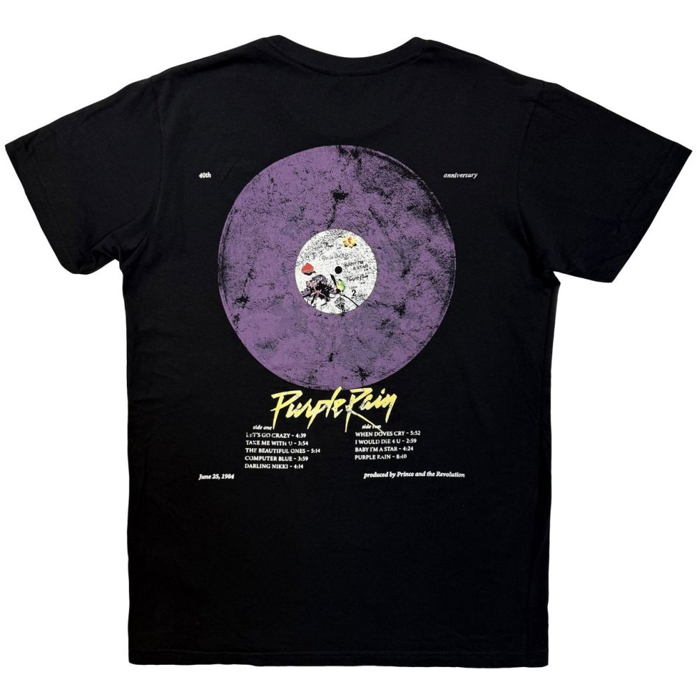 Prince - Purple Rain 40th Anniversary Mens Tshirt - Black